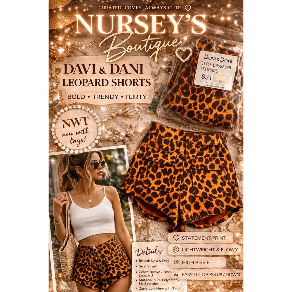 Davi & Dani Leopard Shorts NWT Small High Rise Boutique Trendy
